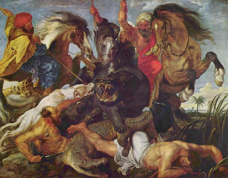 Peter Paul Rubens Rubens is known for the frenetic energy and lusty ebullience of his paintings, as typified by the Hippopotamus Hunt Germany oil painting art